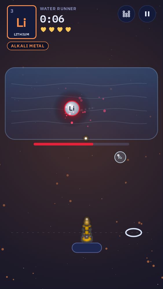 A bonus boss fight: the Water Runner, a piece of lithium racing across a pool of water above the launcher.